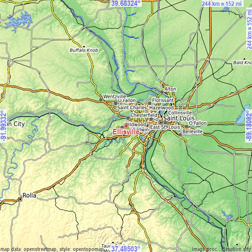 Topographic map of Ellisville