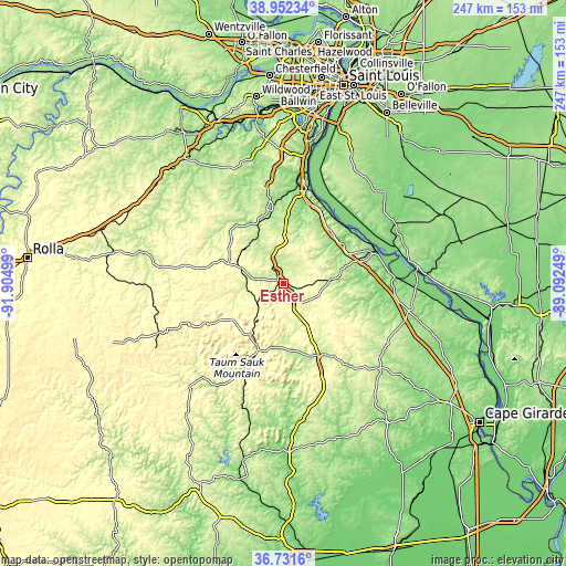 Topographic map of Esther