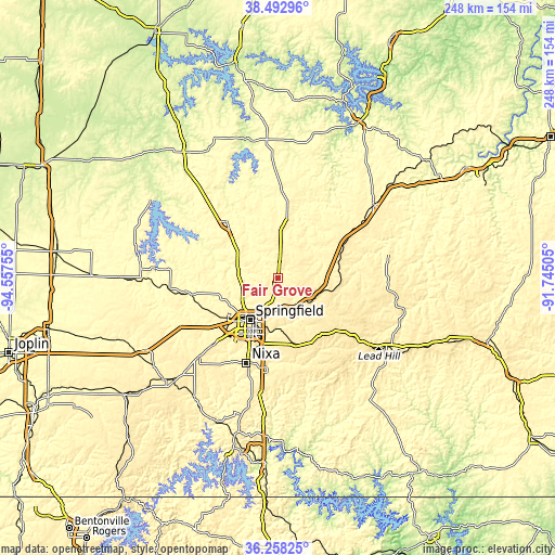 Topographic map of Fair Grove