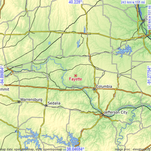 Topographic map of Fayette