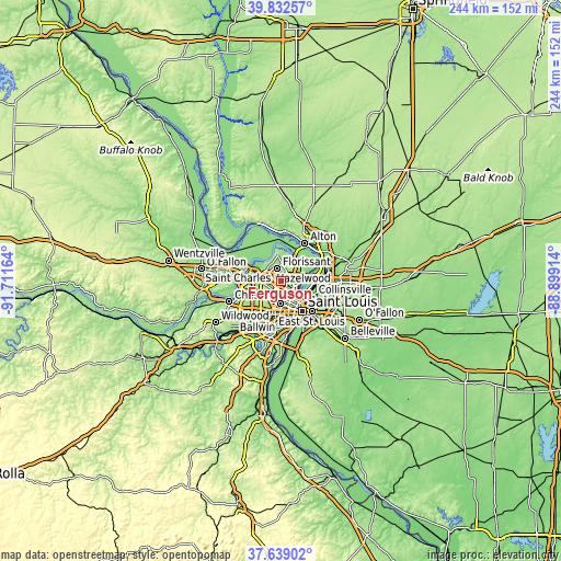 Topographic map of Ferguson