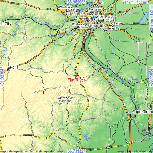 Topographic map of Flat River