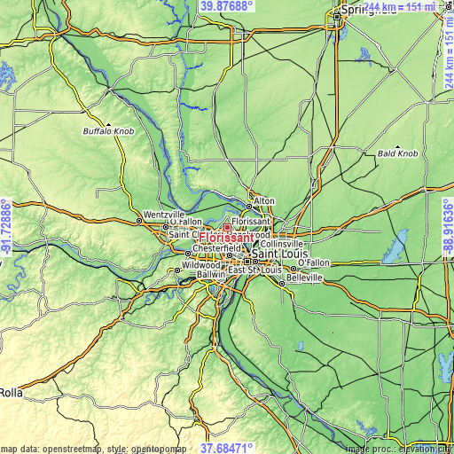 Topographic map of Florissant