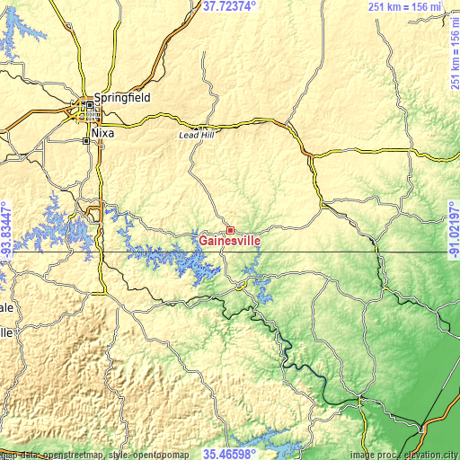 Topographic map of Gainesville