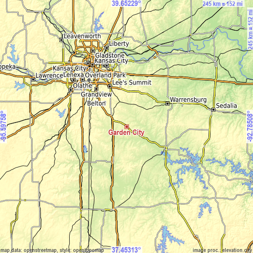 Topographic map of Garden City