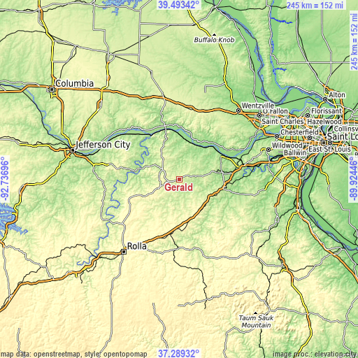 Topographic map of Gerald