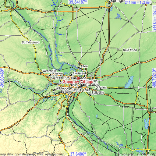 Topographic map of Glasgow Village