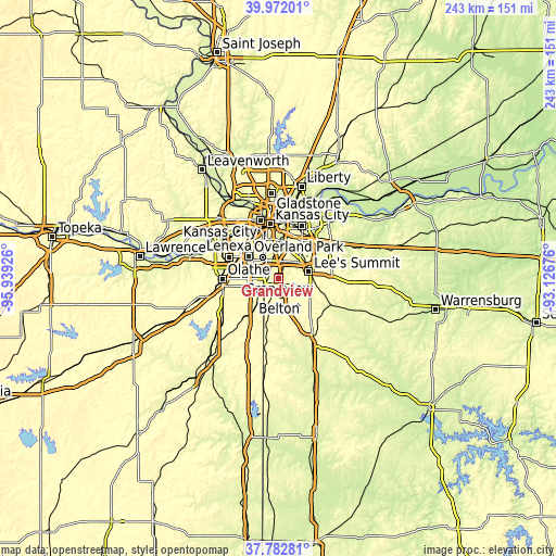 Topographic map of Grandview