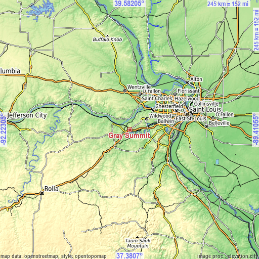 Topographic map of Gray Summit