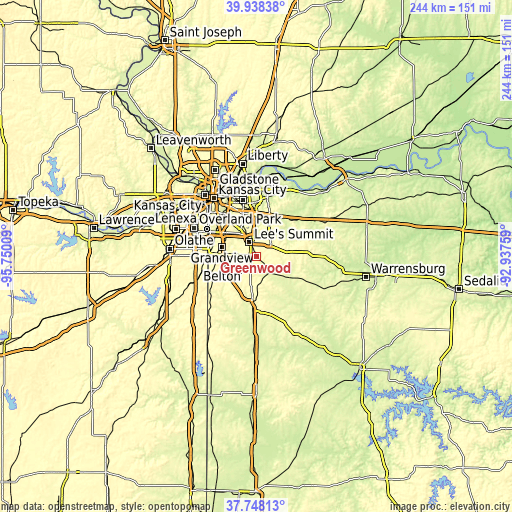 Topographic map of Greenwood