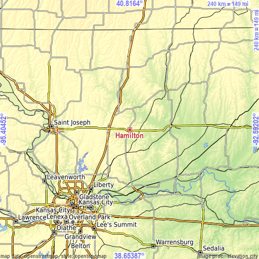 Topographic map of Hamilton