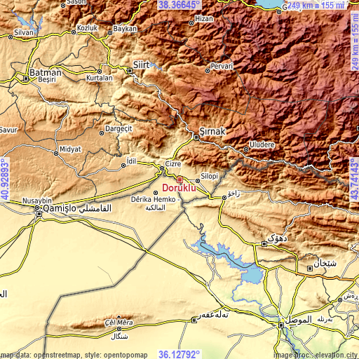 Topographic map of Doruklu