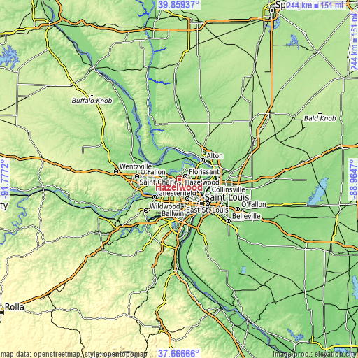 Topographic map of Hazelwood