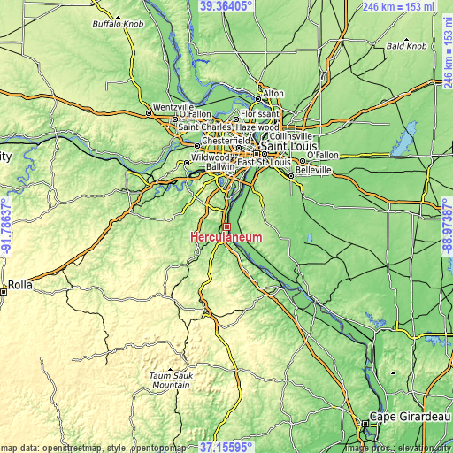 Topographic map of Herculaneum