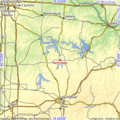 Topographic map of Hermitage