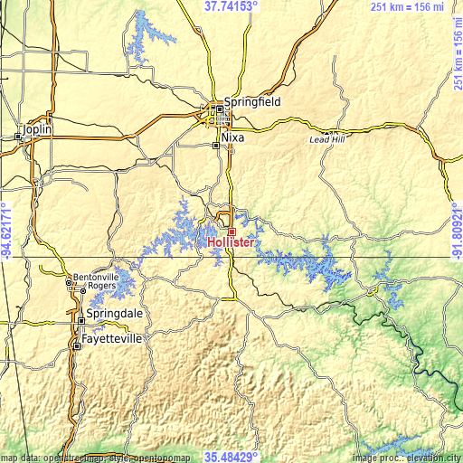 Topographic map of Hollister