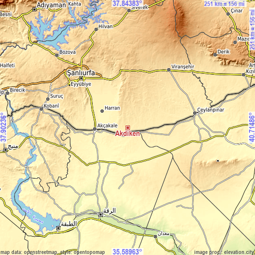 Topographic map of Akdiken