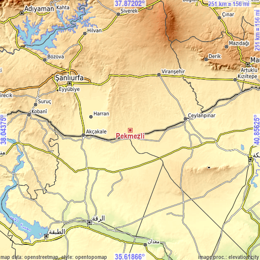 Topographic map of Pekmezli