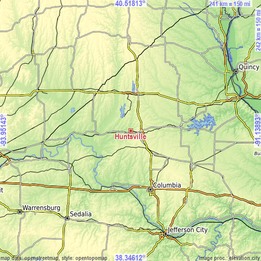 Topographic map of Huntsville