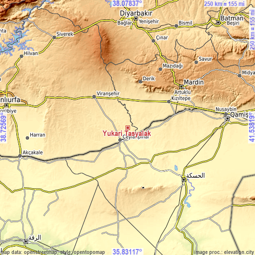 Topographic map of Yukarı Taşyalak