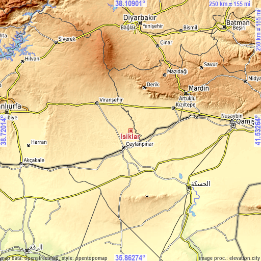 Topographic map of Işıklar