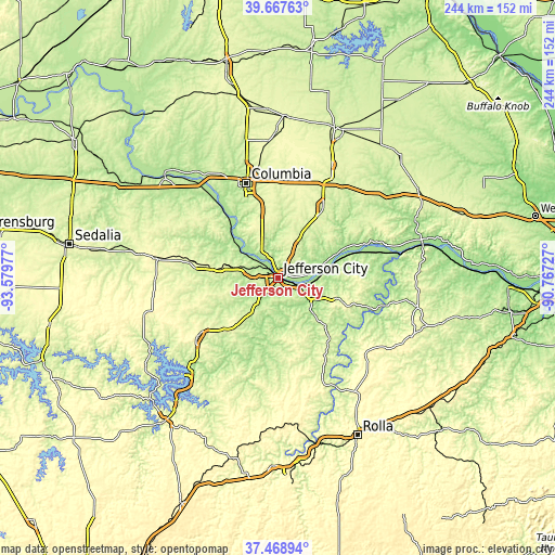 Topographic map of Jefferson City