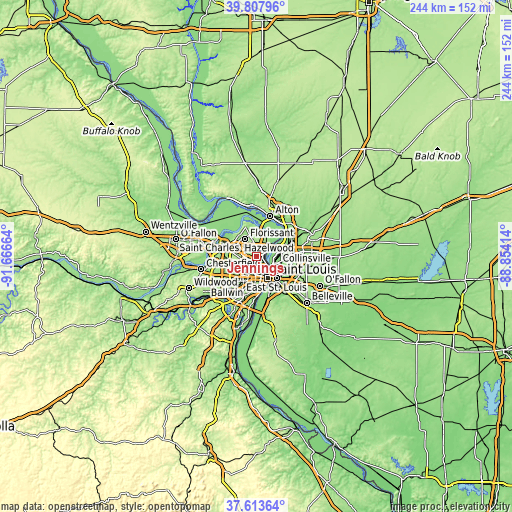 Topographic map of Jennings