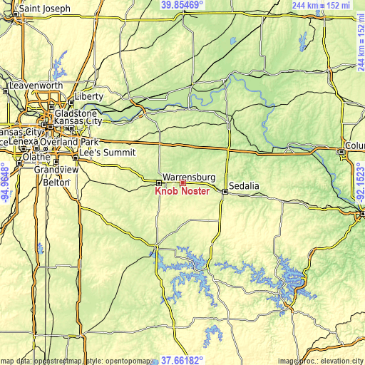 Topographic map of Knob Noster