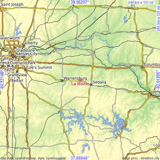 Topographic map of La Monte