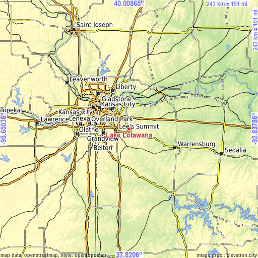 Topographic map of Lake Lotawana