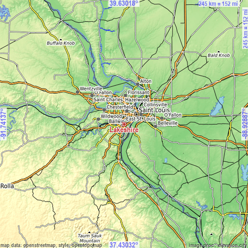 Topographic map of Lakeshire