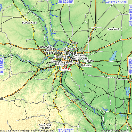 Topographic map of Lemay