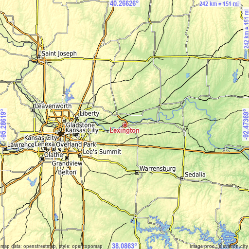 Topographic map of Lexington