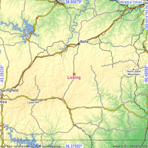 Topographic map of Licking