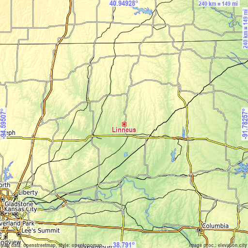 Topographic map of Linneus