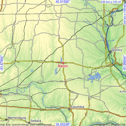 Topographic map of Macon