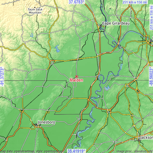 Topographic map of Malden