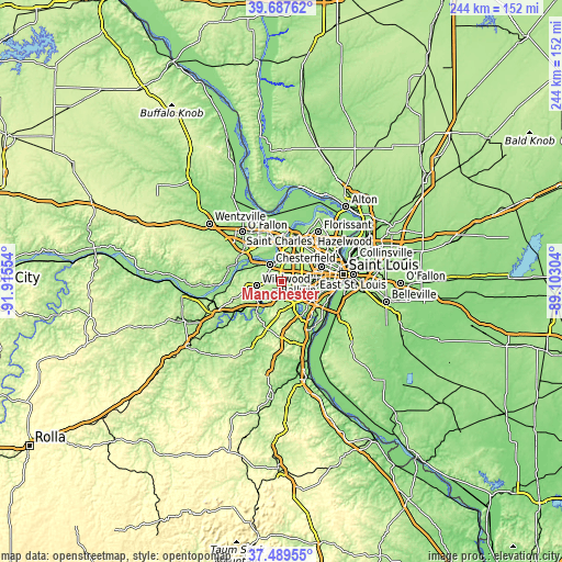 Topographic map of Manchester