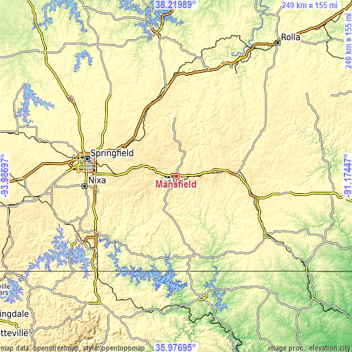 Topographic map of Mansfield