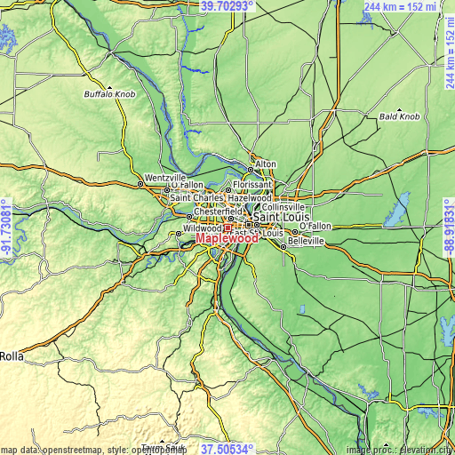 Topographic map of Maplewood