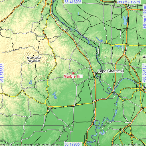 Topographic map of Marble Hill