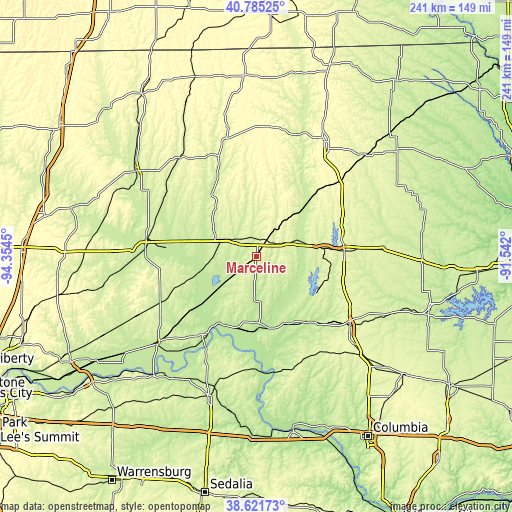 Topographic map of Marceline