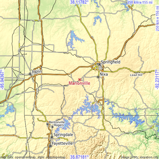 Topographic map of Marionville