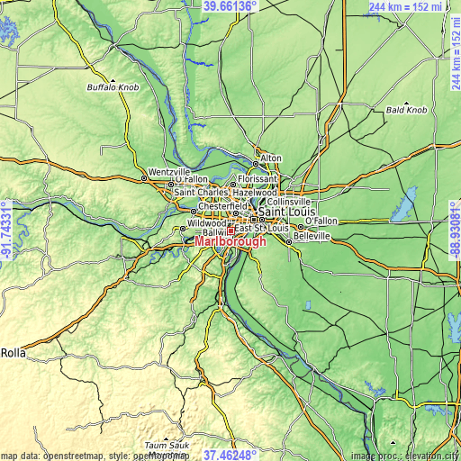 Topographic map of Marlborough