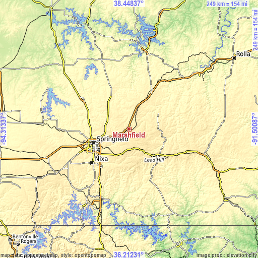 Topographic map of Marshfield