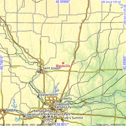 Topographic map of Maysville