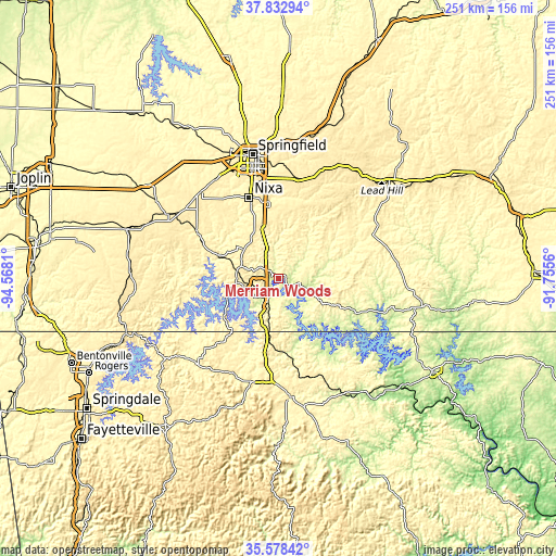 Topographic map of Merriam Woods