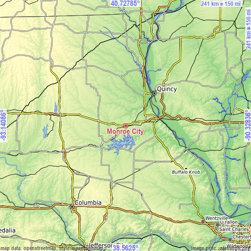 Topographic map of Monroe City