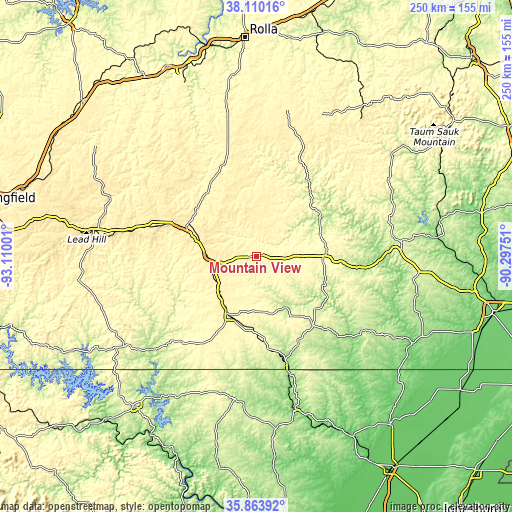 Topographic map of Mountain View