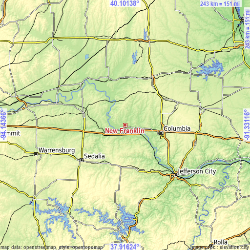 Topographic map of New Franklin